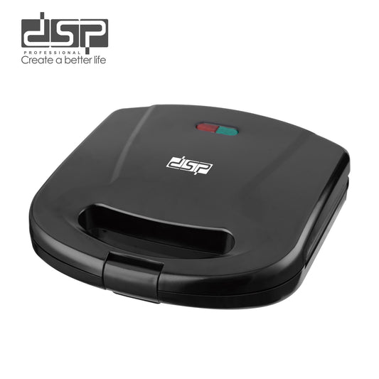 DSP Mini Waffle Maker & Sandwich Press – Compact 750W Electric Tostiarepa Maker with Non-Stick Plates, Cool-Touch Handle & Auto Temp Control, Perfect for Home Use (Black, ETL Certified)