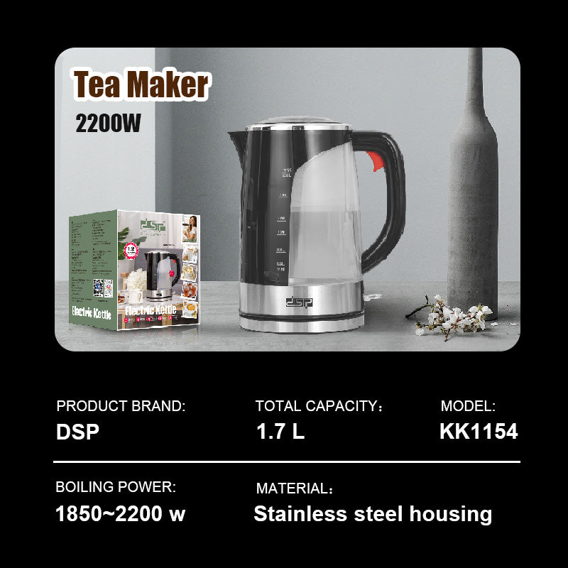 2.5L 2200W Fast Boil Electric Kettle Auto Shut Off Dry Protection Water Window Filter Safe Home Office Use